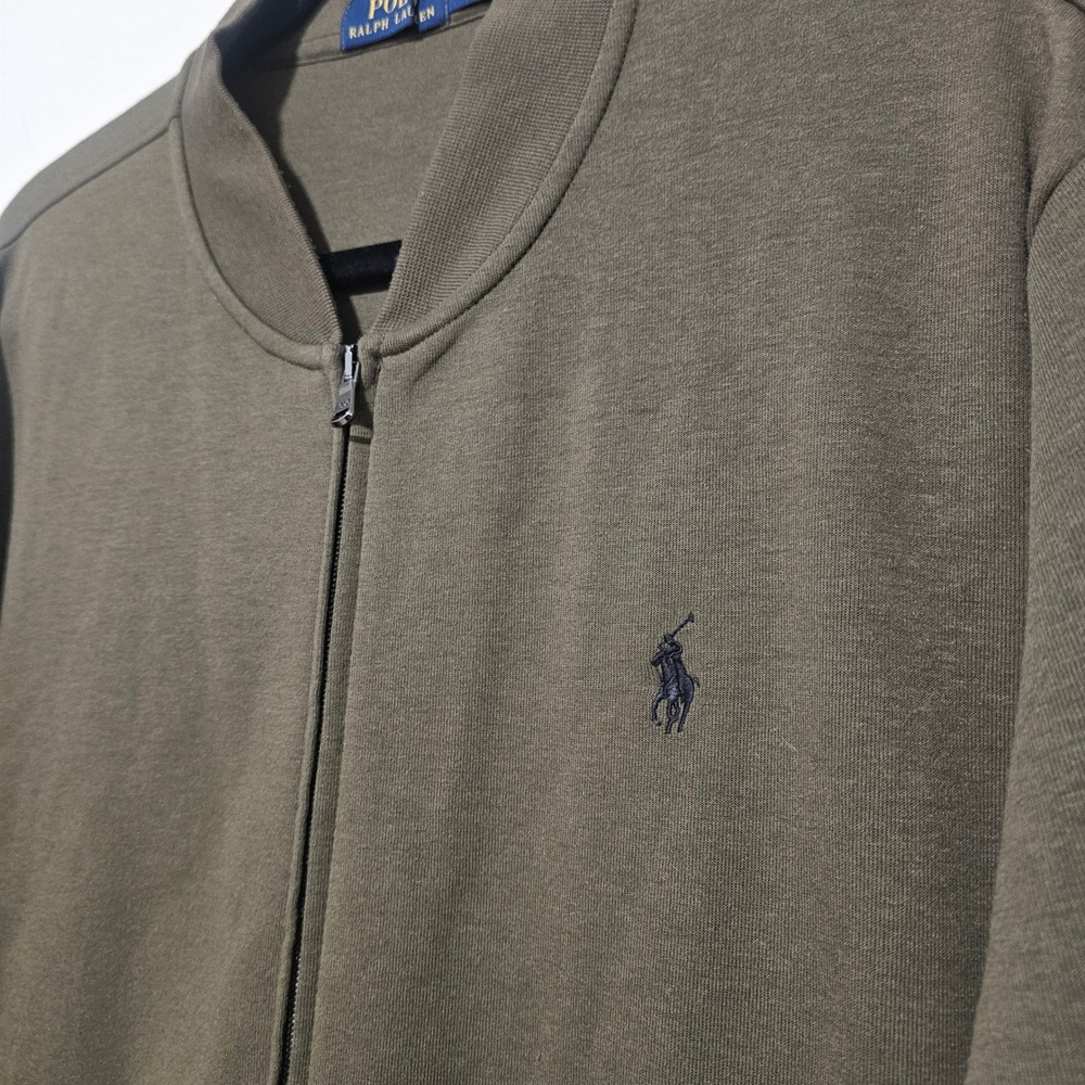 Polo‎ Ralph Lauren Full Zip Sweatshirt Mens XL Olive Green Bomber Jacket Pony - Picture 4 of 7